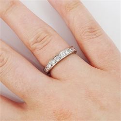 18ct white and yellow channel set round brilliant cut diamond half eternity ring, stamped, total diamond weight approx 0.45 carat