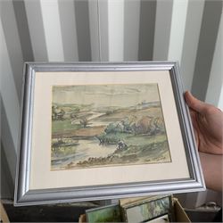 Large collection of Jack Cudworth (British 1930-2010) watercolour sketches depicting Yorkshire scenery variously signed and titled,  dated between 1945-1950 in two boxes (approx.25)