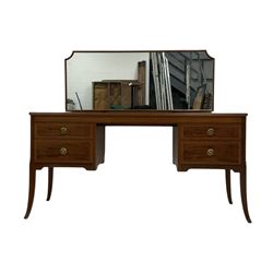 Georgian design mahogany chest, fitted with five graduating long drawers (W78cm D47cm H109cm); matching dressing table, raised mirror back, fitted with four drawers (W142cm D47cm H119cm)