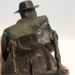 Hylton Stockwell (British): Limited edition bronze sculpture of a seated man, signed and dated 1999, 2/10, H19cm