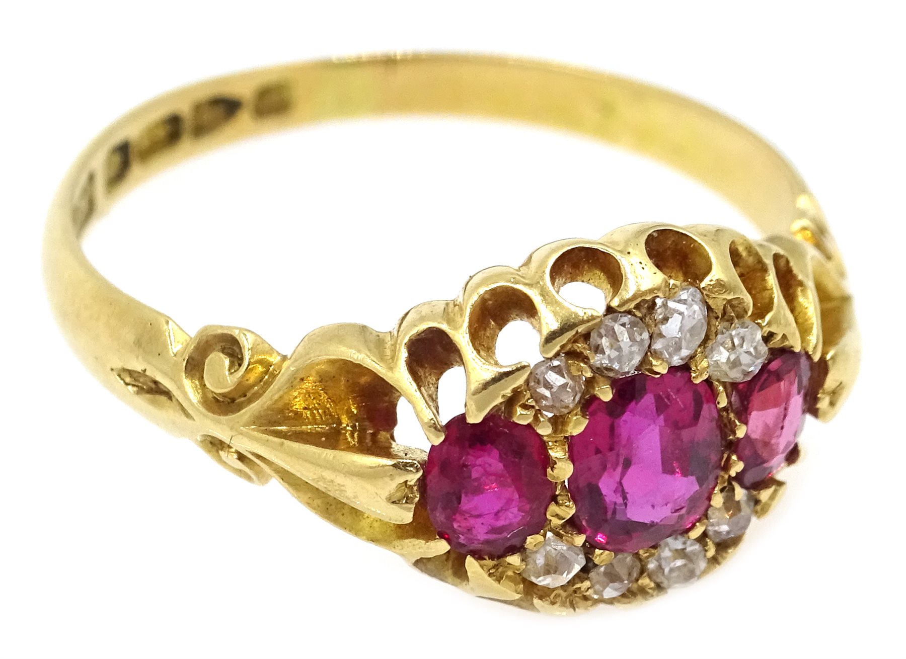 Edwardian 18ct gold ruby and diamond ring by Edward Durban & Co ...