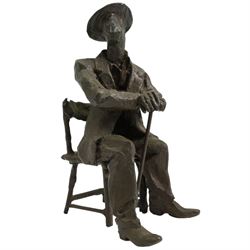 Hylton Stockwell (British): Limited edition bronze sculpture of a seated man, signed and dated 1999, 2/10, H19cm