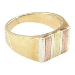 9ct gold tri-coloured signet ring, hallmarked