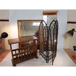 Gilt Framed Mirror, Mirror, Magazine Stand, Small Metal Three Panel Divider