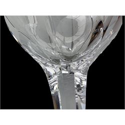 Large heavy cut glass advertising or display wine glass, having faceted stem and slightly domed foot, H60cm 