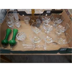Two Boxes of assorted Glasses, Small Vases and Bowls