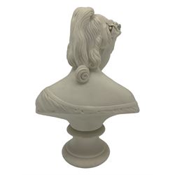 Parian ware model of a female bust on socle plinth, H20cm, resin model of 'Venus', together with other resin and composite classical figures and busts, H42cm max (6)