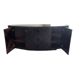 Giorgio Collection - Art Deco design macassar ebony 'Luna' sideboard of elongated oval form, fitted with four cupboards enclosing shelves, retailed by Harrods