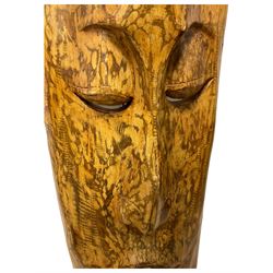 Large carved wooden tribal style wall mask, L132cm 