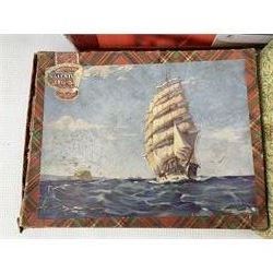 Large group of vintgae jigsaw puzzles including Victory and Waddingtons, in one box