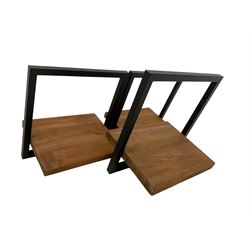 Collection of metal and wood wall hanging shelves - six black finish (W35cm); three narrow black finish (W20cm); three polished (W35cm) (12)