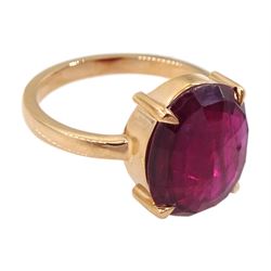 18ct rose gold single stone oval cut ruby ring, ruby approx 5.00 carat