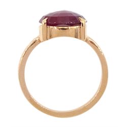 18ct rose gold single stone oval cut ruby ring, ruby approx 5.00 carat