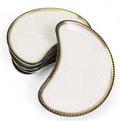 Royal Doulton New Romance collection Oxford Gold set of twelve second quality dinner plates and twelve second quality side plates, and twelve second quality soup plates, together with twelve Furnivals kidney dishes and other dinnerware 