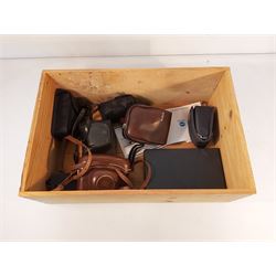 Wood Box of Assorted Cameras