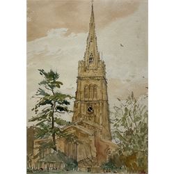 Ralph Hartley (British 1926-1988): St Peter & St Paul Church - Kettering Northamptonshire, watercolour signed and dated 1979, 36cm x 26cm