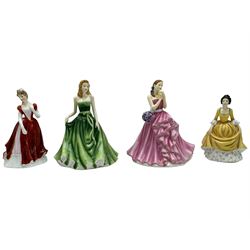 Four Royal Doulton Pretty Ladies 'Coralie' HN4929, 'Pamela' HN5407, Samantha HN5260, and 'Rebecca' HN5516; together with two The English Ladies Co figures 'Lady Epsom' and 'Lady Windsor'; Coalport 'Caroline' and another porcelain lady (8)