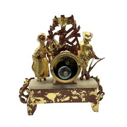 French - late 19th century spelter 8-day mantle clock, no pendulum or key.