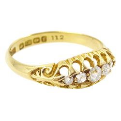 Edwardian 18ct gold five stone diamond ring, Birmingham 1905, total diamond weight approx 0.20 carat