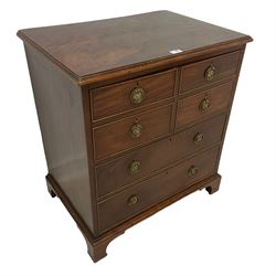 George III mahogany commode, disguised as a chest, moulded hinged top over six false drawers, on bracket feet