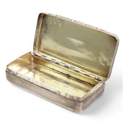 George IV rectangular silver snuff box with engine turned decoration and vacant cartouche W7.5cm Birmingham 1824 Makers mark IT