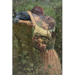 G Giardiello/Giardilo (Italian 19th century): 'Springtime of Love', oil on canvas signed, titled and attributed on the mount 44cm x 29cm