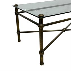 Bronzed metal and glass top coffee table 