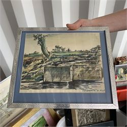 Large collection of Jack Cudworth (British 1930-2010) watercolour sketches depicting Yorkshire scenery variously signed and titled,  dated between 1945-1950 in two boxes (approx.24)