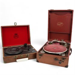 Edison Bell portable wind up gramophone and a vintage GPO turntable in faux leather case (2)