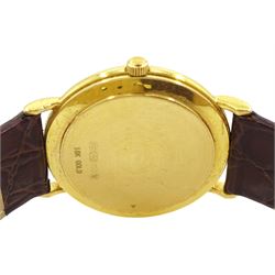 Rotary Elite gentleman's 18ct gold quartz wristwatch, hallmarked, on brown leather strap, boxed