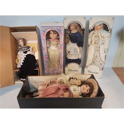 Five Boxed Porcelain Dolls