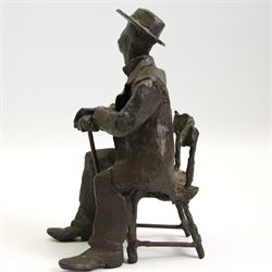 Hylton Stockwell (British): Limited edition bronze sculpture of a seated man, signed and dated 1999, 2/10, H19cm