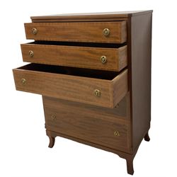 Georgian design mahogany chest, fitted with five graduating long drawers (W78cm D47cm H109cm); matching dressing table, raised mirror back, fitted with four drawers (W142cm D47cm H119cm)