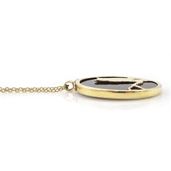 Alastair Norman Grant 14ct gold onyx owl pendant, Edinburgh 1977, on 9ct gold cable link chain necklace