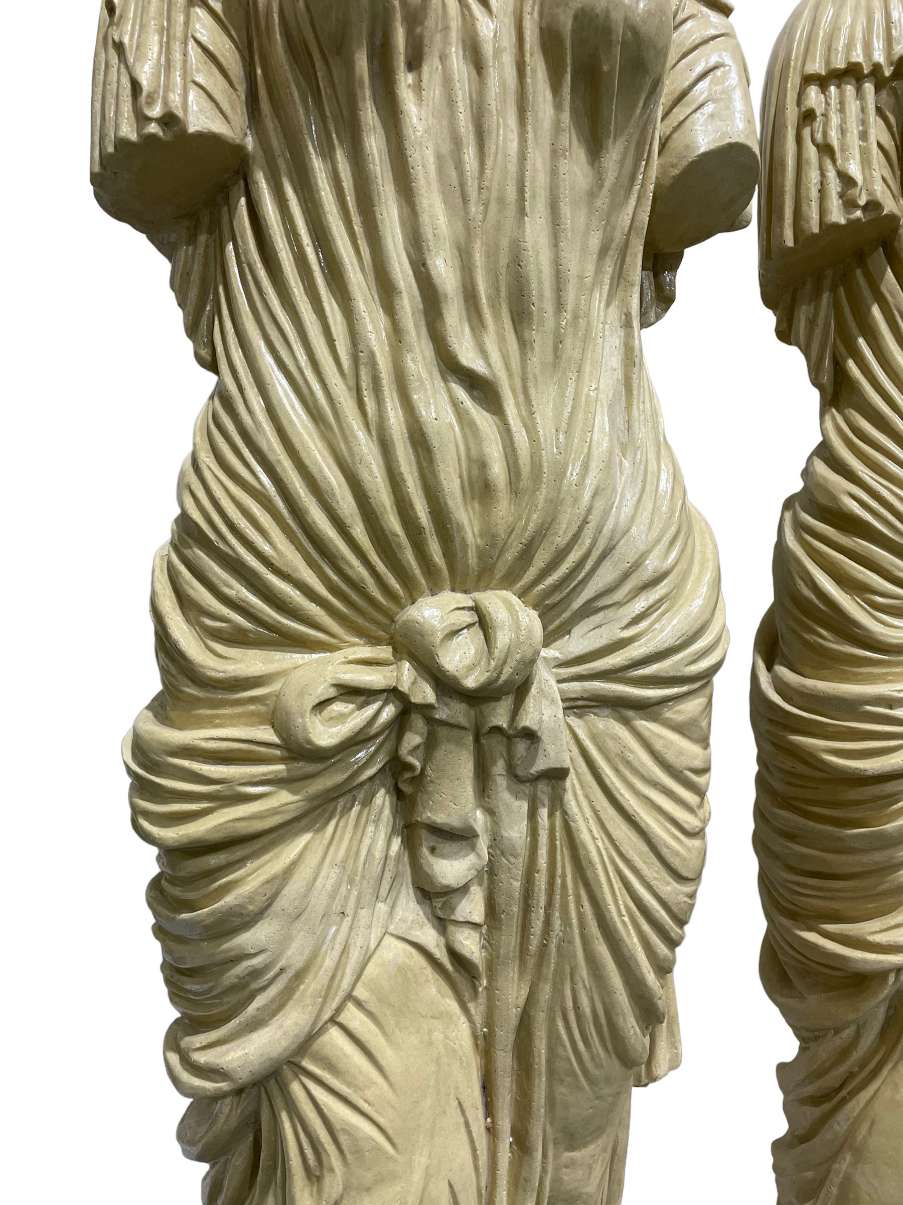 Ds Pair Greek Style Caryatid Columns Square Top With Gadroon