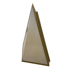 Large contemporary floor standing gilt framed light fitting of pyramid form