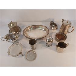 Box of Silver Plate, Biscuit Barrel, Coaster, Etc