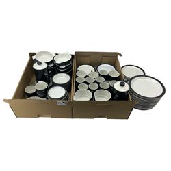 Large Poole Pottery dinner, tea and coffee service, in charcoal, Dishwasher & Oven Proof, in two boxes