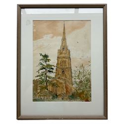 Ralph Hartley (British 1926-1988): St Peter & St Paul Church - Kettering Northamptonshire, watercolour signed and dated 1979, 36cm x 26cm