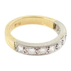 18ct white and yellow channel set round brilliant cut diamond half eternity ring, stamped, total diamond weight approx 0.45 carat