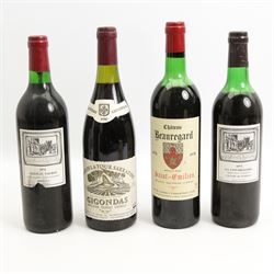 Chateau Phelan-Segur, 1967; Chateau Batailley Pauillac, 1975, 73cl; La Controlerie Lalande de Pomerol, 1975, 70cl; Chateau Talbot Bordeaux, 1975; Palacio de Valdeinfante, 1995, 75cl; Marques de Carano, Gran Reserva, 2004, 75cl; Chateau Baleau Grand Cru St Emilion, 1978, 75cl; Gigondas Cuvée de la Tour Sarrazine, 1990, 75% and Grand Constance Groot Constandia, 2015, 375ml (9)