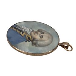 English School (18th/ early 19th century): Miniature portrait of a Gentleman, head & shoulder length, watercolour on ivory, unsigned, in oval copper frame, 6cm x 5.4cm. This item has been registered for sale under Section 10 of the APHA Ivory Act