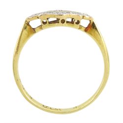 Early 20th century gold milgrain set round cut diamond ring, stamped 18ct Plat