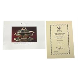 Spode limited edition large commemorative loving mug for the silver jubilee 1977, boxed 408/500, York Minster restoration plate , boxed 83/1000 and a Mason's ironstone Oriental Lake pattern sauce tureen with cover, stand and ladle 5/500 all with certificates (3)