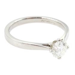 Platinum single stone round brilliant cut diamond ring, hallmarked, diamond approx 0.55 carat