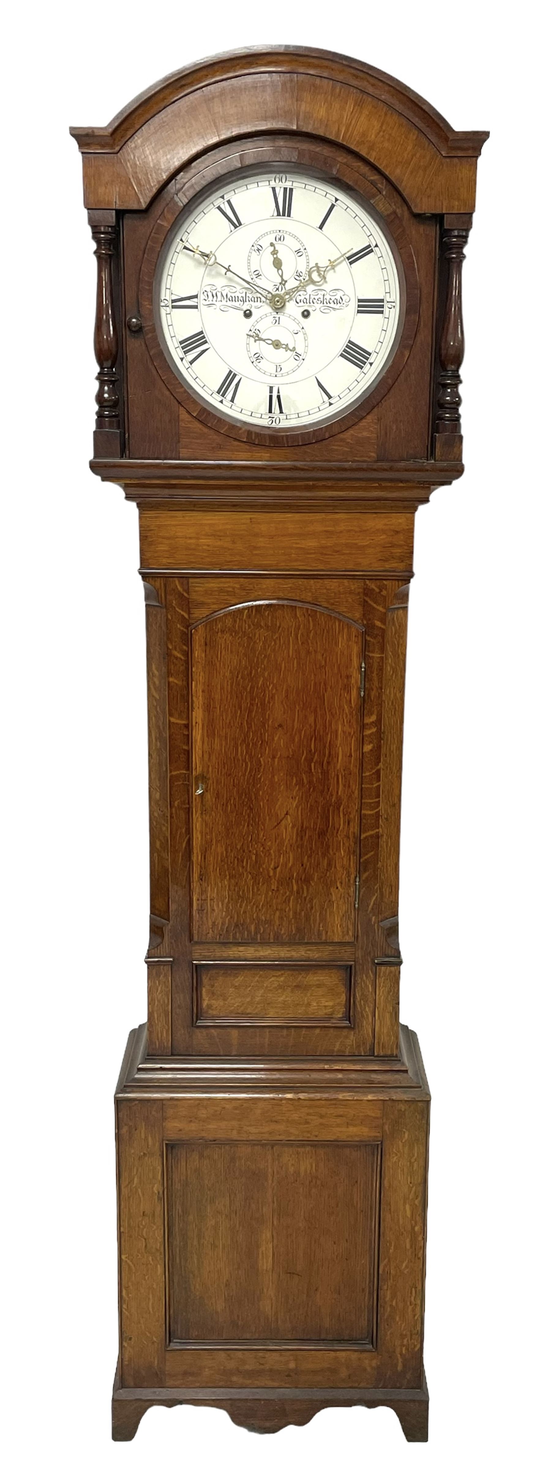 Ds A Mid Nineteenth Century 8 Day Oak Longcase Clock With A Circular Dial Inscribed Jh Maughan