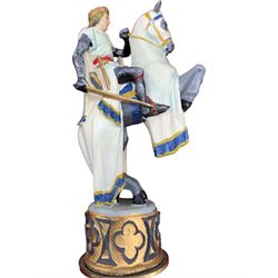 Franklin Mint 'The Great Crusaders' 1989 chess set, with cabinet and ivory resin chess board, 56cm x 56cm, incomplete 