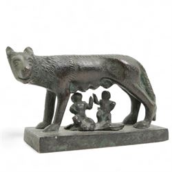 After the Antique - Grand Tour style bronze of Romulus and Remus being suckled by the she wolf L9cm