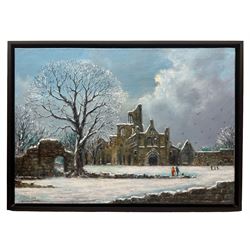 Jack Rigg (British 1927-): Kirkstall Abbey - Leeds, oil on canvas signed and dated 2012, 42cm x 59cm