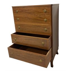 Georgian design mahogany chest, fitted with five graduating long drawers (W78cm D47cm H109cm); matching dressing table, raised mirror back, fitted with four drawers (W142cm D47cm H119cm)